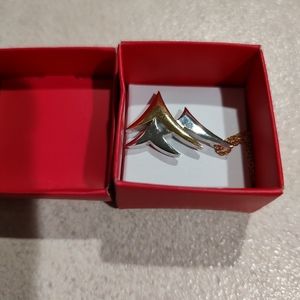 VintageCrown TrifariModernist NecklaceGoldtoneSilvertoneAbstract Birds